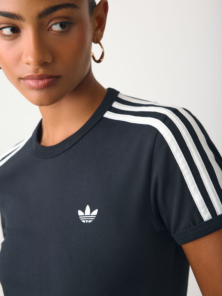 plus size adidas t shirt dress adidas Essentials 3-Stripes Single Jersey Boyfriend Tee Dress (Plus Size) -  White