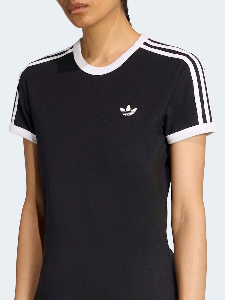 adidas originals Black 3-Stripes Maxi T-Shirt Dress - Image 5 of 5