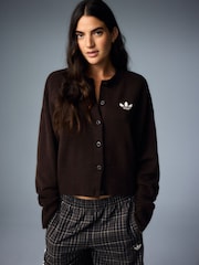 adidas Originals Dark Brown Essential Knit Cardigan - Image 1 of 19