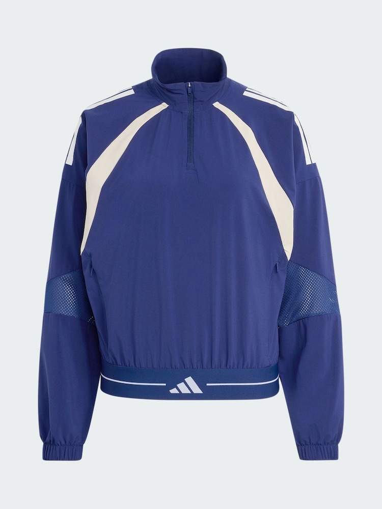 adidas Dark Blue Hyperglam Wind DNA Sweat Top - Image 7 of 7