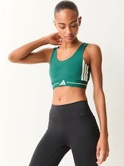 adidas Dark Green Hyperglam Training Bra - Image 1 of 5