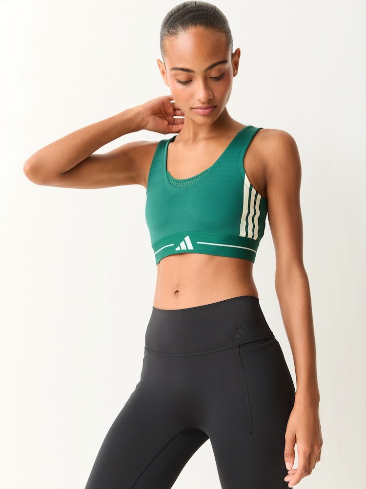 adidas Dark Green Hyperglam Training Bra - Image 1 of 5 adidas Dark Green Hyperglam Training Bra - Image 1 of 5