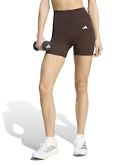 adidas Brown Optime Essentials Workout Bike Shorts - Image 1 of 5