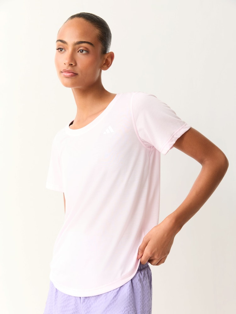 adidas Light Pink Workout Essentials Minimal Scoop T-Shirt - Image 1 of 5 adidas Light Pink Workout Essentials Minimal Scoop T-Shirt - Image 1 of 5