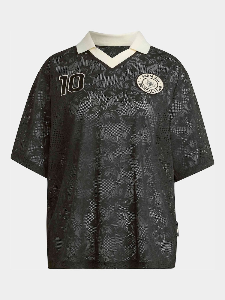 adidas Black X Farm Rio Premium Lace Polo Top - Image 5 of 5 adidas Black X Farm Rio Premium Lace Polo Top - Image 5 of 5