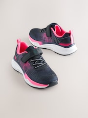 Navy/Pink Wide Fit (G) Elastic Lace-Up Trainers - Image 1 of 6