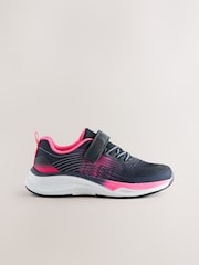 Navy/Pink Wide Fit (G) Elastic Lace-Up Trainers - Image 2 of 6