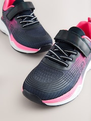 Navy/Pink Wide Fit (G) Elastic Lace-Up Trainers - Image 3 of 6