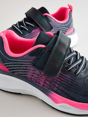 Navy/Pink Wide Fit (G) Elastic Lace-Up Trainers - Image 4 of 6