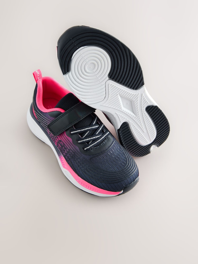 Navy/Pink Wide Fit (G) Elastic Lace-Up Trainers - Image 6 of 6