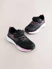 Black/Pink Wide Fit (G) Elastic Lace-Up Trainers - Image 1 of 5