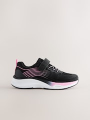 Black/Pink Wide Fit (G) Elastic Lace-Up Trainers - Image 2 of 5