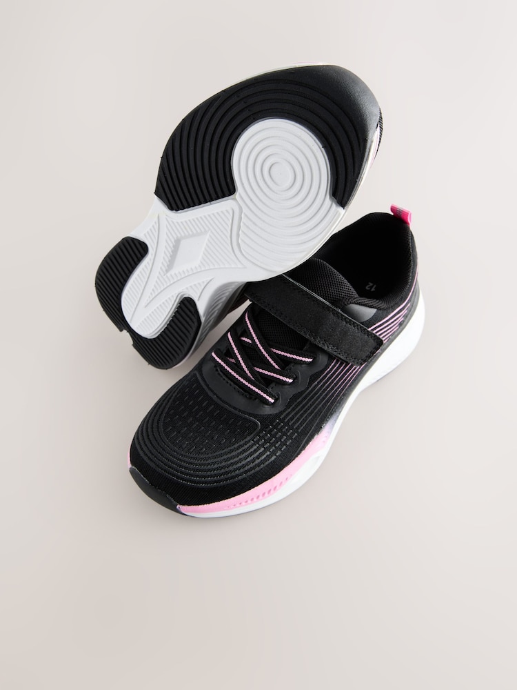 Black/Pink Wide Fit (G) Elastic Lace-Up Trainers - Image 5 of 5