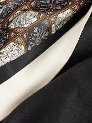 Black with Scarf Smart Front Linen Blend Wide Leg Trousers - Image 7 of 9