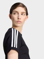 adidas Originals Black/Grey Pinstripe Short Sleeve T-Shirt - Image 3 of 4