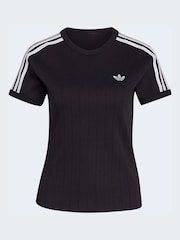 adidas Originals Black/Grey Pinstripe Short Sleeve T-Shirt - Image 4 of 4