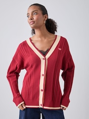 adidas Originals Red Cable Knit Cardigan - Image 1 of 6