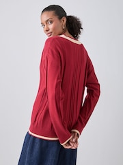 adidas Originals Red Cable Knit Cardigan - Image 3 of 6