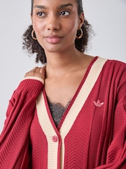 adidas Originals Red Cable Knit Cardigan - Image 4 of 6