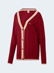 adidas Originals Red Cable Knit Cardigan - Image 5 of 6
