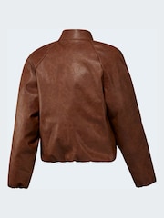 adidas Originals Brown Faux Leather Bomber Jacket - Image 7 of 7