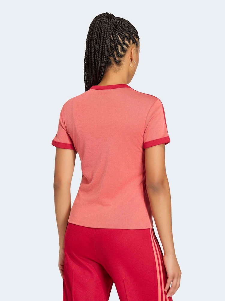 adidas Originals Red 3-Stripes Cali T-Shirt - Image 2 of 6 adidas Originals Red 3-Stripes Cali T-Shirt - Image 2 of 6