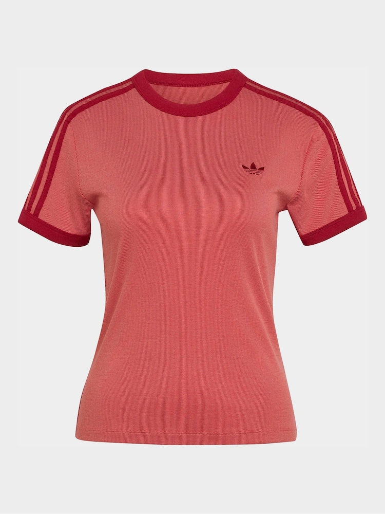 adidas Originals Red 3-Stripes Cali T-Shirt - Image 6 of 6 adidas Originals Red 3-Stripes Cali T-Shirt - Image 6 of 6