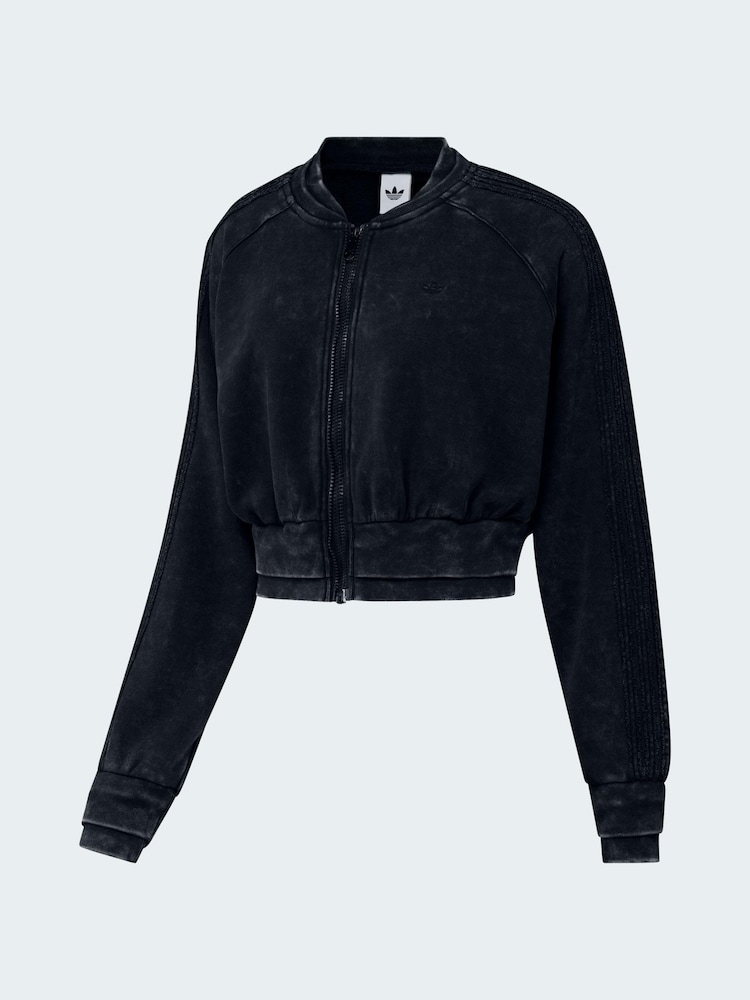 adidas Originals Black Double Layer Full Zip Sweatshirt - Image 2 of 3 adidas Originals Black Double Layer Full Zip Sweatshirt - Image 2 of 3