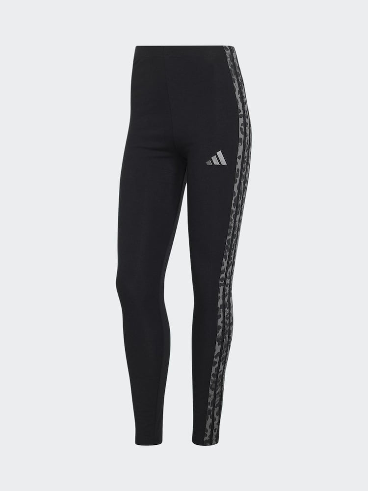 adidas Black Essentials Animal 3-Stripes Leggings - Image 1 of 1