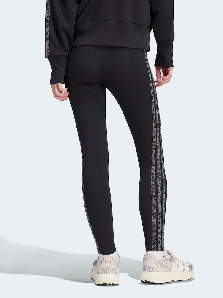 adidas Black Essentials Animal 3-Stripes Leggings - Image 2 of 6