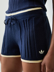 adidas Originals Blue Cable Knit Shorts - Image 4 of 6