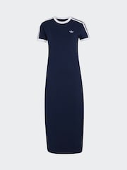 adidas originals Blue 3-Stripes Maxi T-Shirt Dress - Image 1 of 1