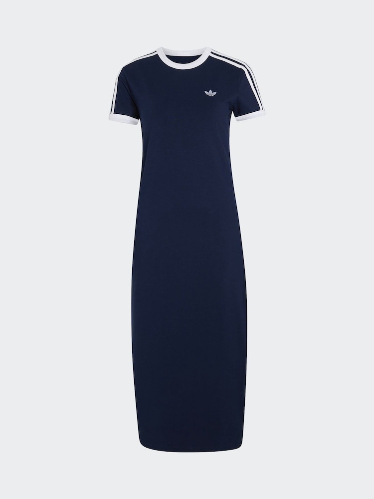 adidas originals Blue 3-Stripes Maxi T-Shirt Dress - Image 1 of 1 adidas originals Blue 3-Stripes Maxi T-Shirt Dress - Image 1 of 1