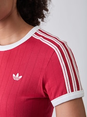 adidas Originals Red Pinstripe Short Sleeve T-Shirt - Image 4 of 5