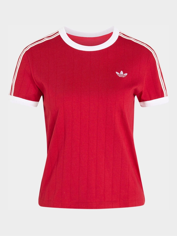 adidas Originals Red Pinstripe Short Sleeve T-Shirt - Image 5 of 5 adidas Originals Red Pinstripe Short Sleeve T-Shirt - Image 5 of 5