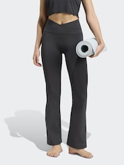 adidas Black 3-Stripess Studio Flare Crossover Leggings - Image 1 of 7