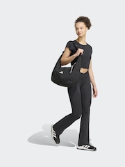 adidas Black 3-Stripess Studio Flare Crossover Leggings - Image 4 of 7