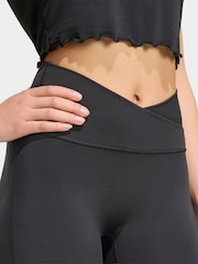 adidas Black 3-Stripess Studio Flare Crossover Leggings - Image 5 of 7