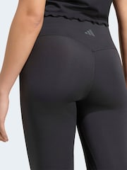 adidas Black 3-Stripess Studio Flare Crossover Leggings - Image 6 of 7