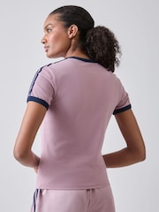 adidas Originals Purple 3-Stripes Slim T-Shirt - Image 3 of 5