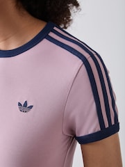 adidas Originals Purple 3-Stripes Slim T-Shirt - Image 4 of 5