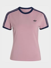 adidas Originals Purple 3-Stripes Slim T-Shirt - Image 5 of 5