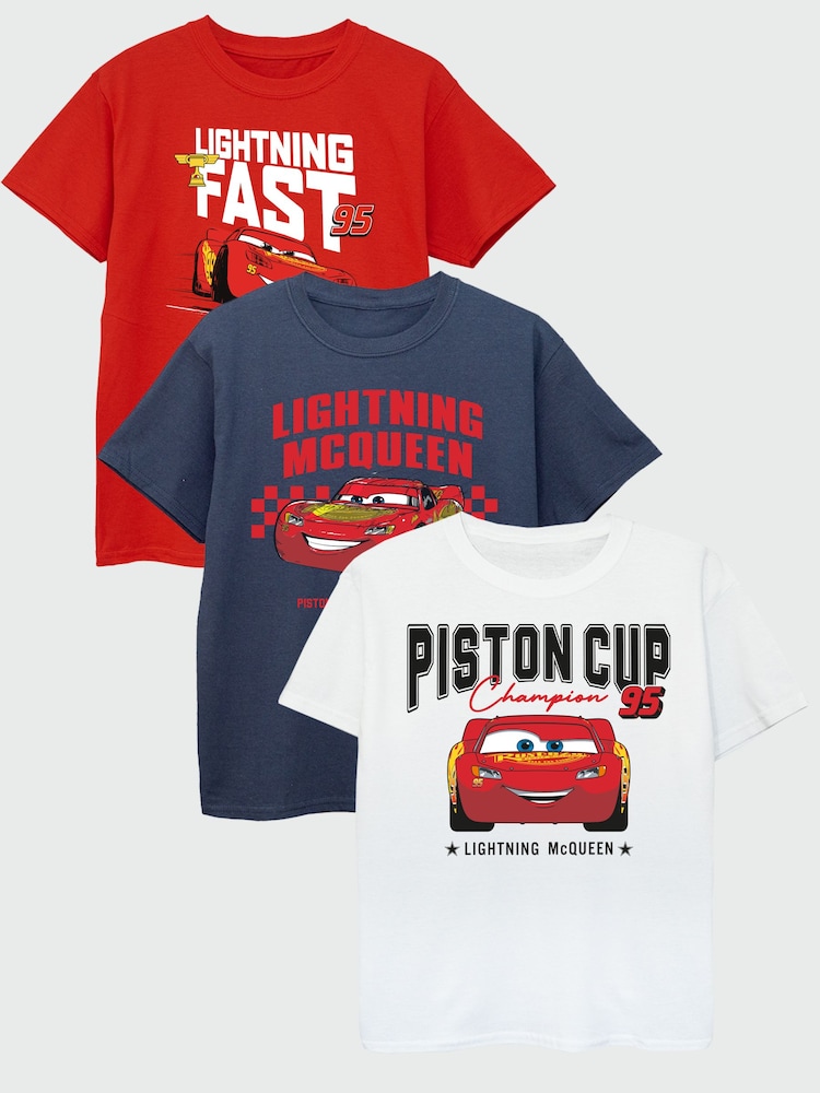 Brands In Red Disney Cars T-Shirts 3 Pack - Image 1 of 4
