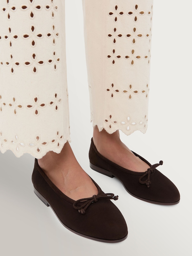 Loeffler Randall Brown Noelle Suede Ballet Flat Shoes - Image 2 of 6