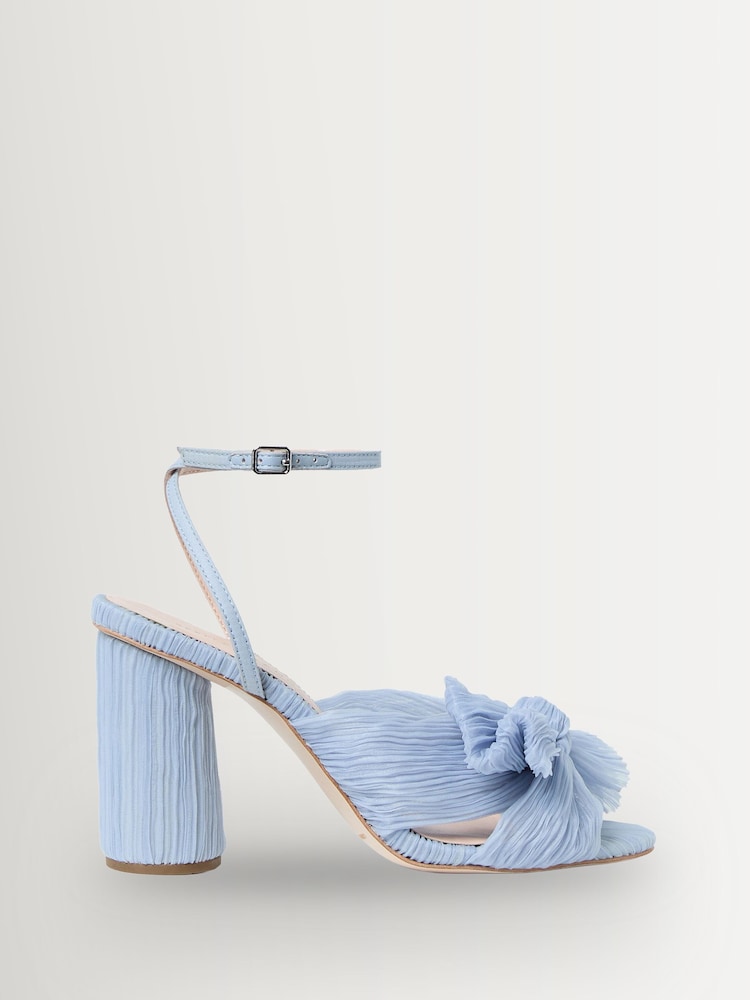 Loeffler Randall Blue Camellia Pleated Bow High Heel Sandals - Image 1 of 6
