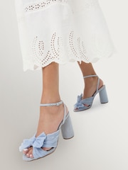 Loeffler Randall Blue Camellia Pleated Bow High Heel Sandals - Image 2 of 6