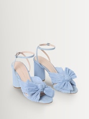 Loeffler Randall Blue Camellia Pleated Bow High Heel Sandals - Image 4 of 6