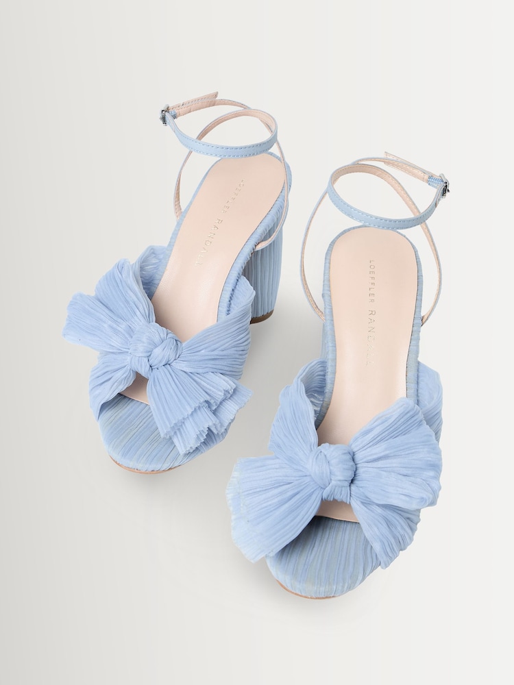 Loeffler Randall Blue Camellia Pleated Bow High Heel Sandals - Image 6 of 6