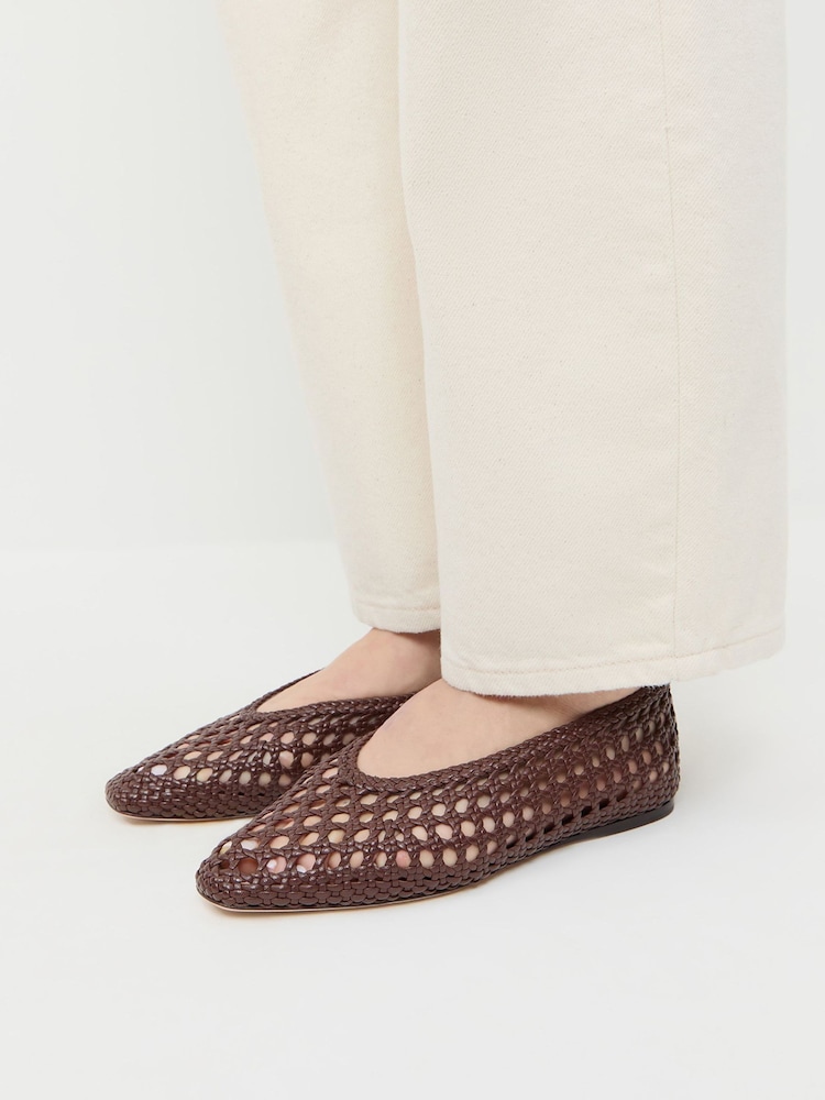 Loeffler Randall Brown Emery Woven Leather Ballet Flats - Image 2 of 6
