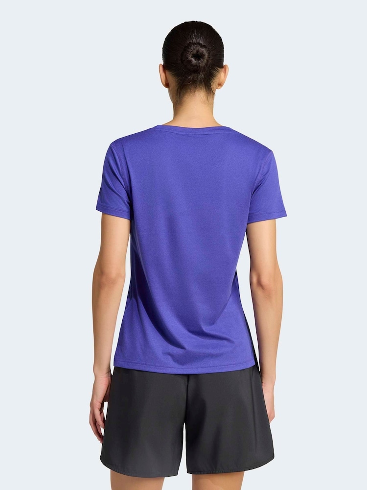 adidas Purple/White Workout Essentials V-Neck T-Shirt - Image 2 of 7